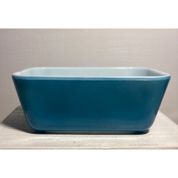 Vintage Pyrex Turquoise Blue & White 503-B Refrigerator Dish - Picture 2 of 11